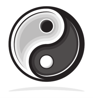 black and white graphic yin yang symbol