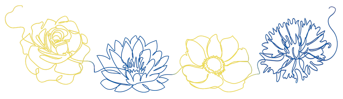 Line art of 4 interconnected flowers