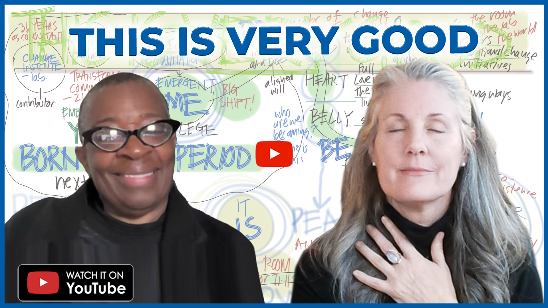 Renee and Christina on the YouTube Cover for This is Very Good. Christina holds her heart and Renee smiles.
